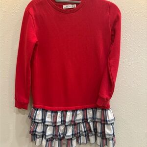 Vineyard Vines Red Kids dress with Plaid Ruffle